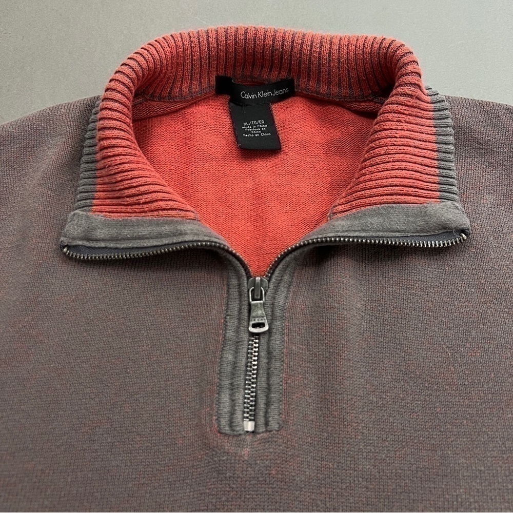 2 Tone Quarter Zip Knit Pullover Sweater - Picture 6 of 10